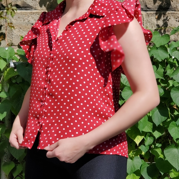 Polka Dot Ruffle Blouse - Picture 3 of 4